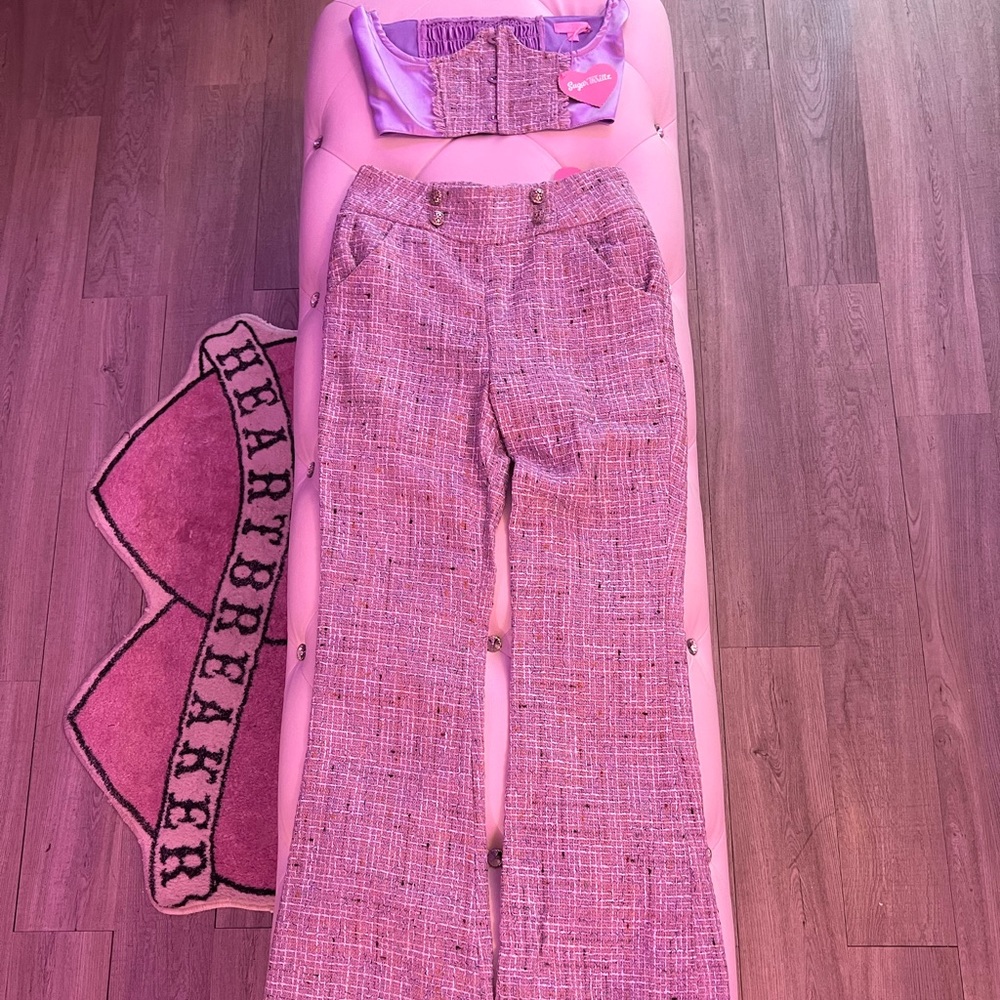 Sugar Thrillz Purple Tweed Corset Top and Skirt Set - Picture 2 of 7